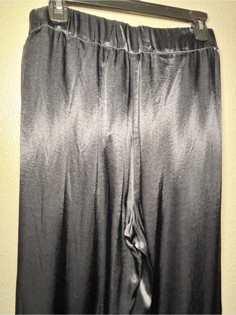 Free People Black Satin Wide-Leg Dress Pants
